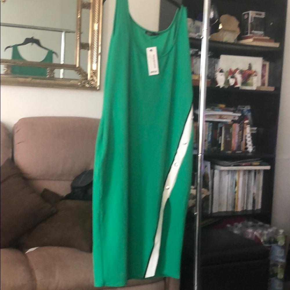 Green and white tank dress